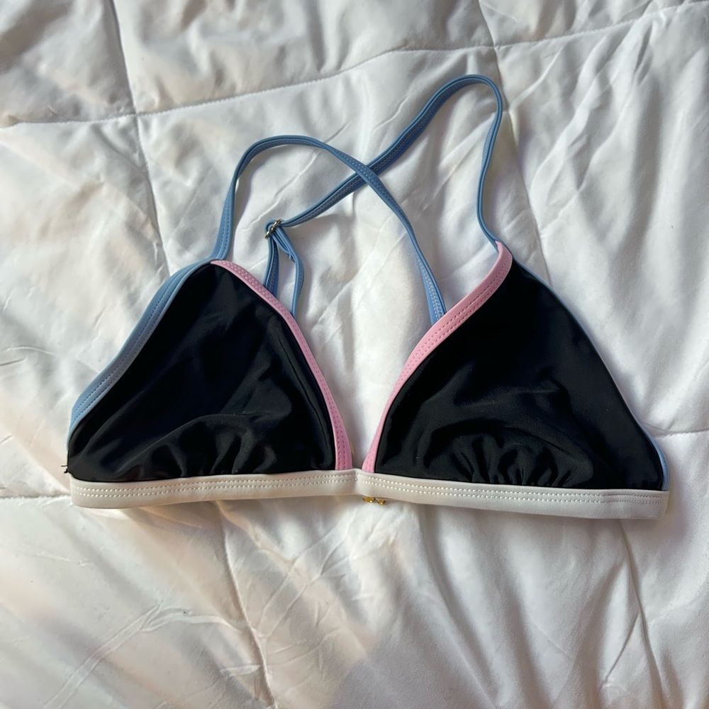 Black/multicolor bikini top